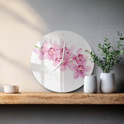 Ronde glazen klok Orchidee