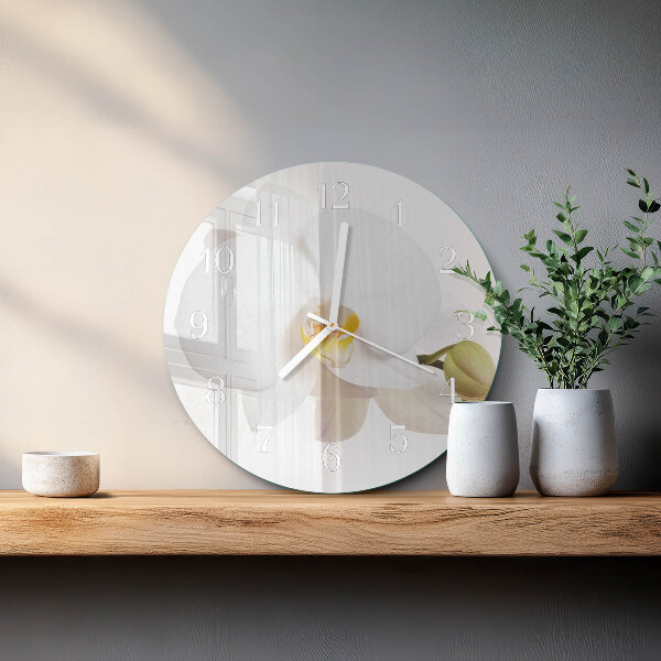 Ronde glazen klok Orchidee