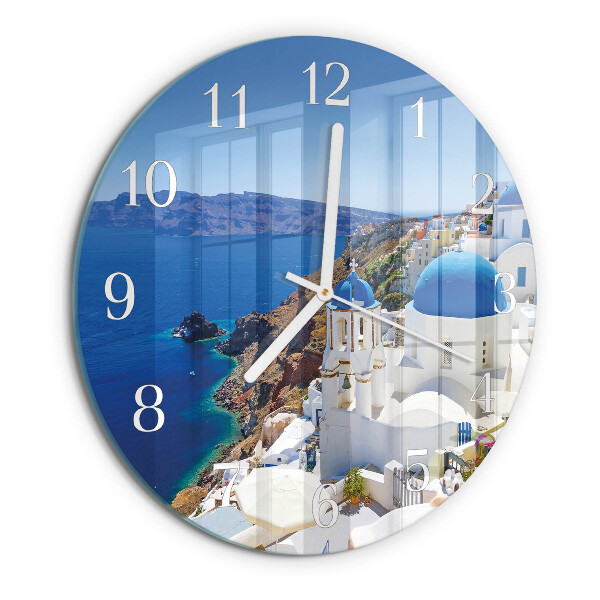 Ronde glazen klok Santorini