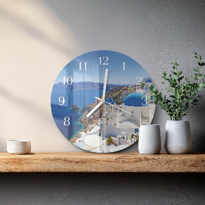 Ronde glazen klok Santorini