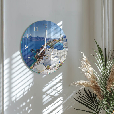 Ronde glazen klok Santorini