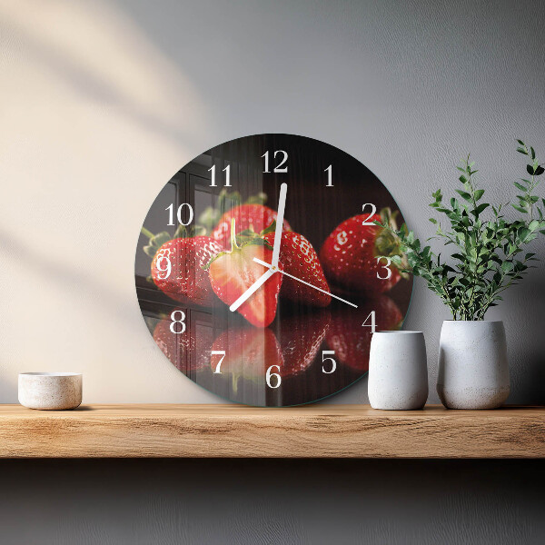 Ronde glazen klok Aardbeien