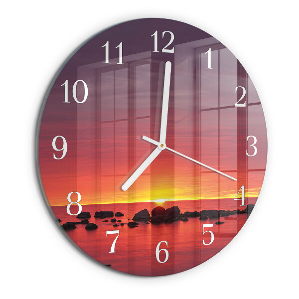 Ronde glazen klok Zonsondergang