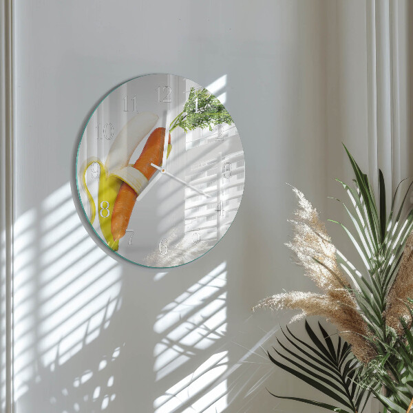 Ronde glazen klok Wortels en bananen