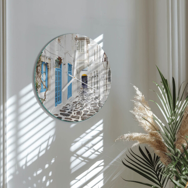 Ronde glazen klok Santorini
