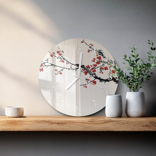 Ronde glazen klok Bloemen