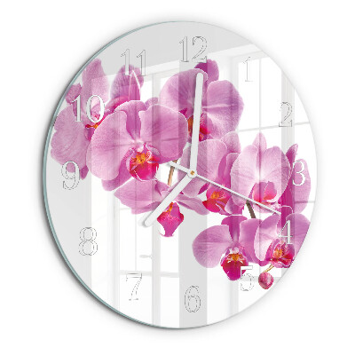 Ronde glazen klok Orchidee