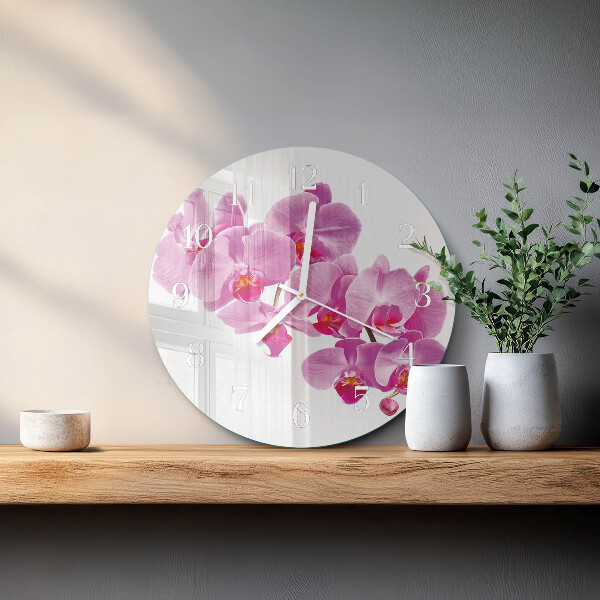 Ronde glazen klok Orchidee