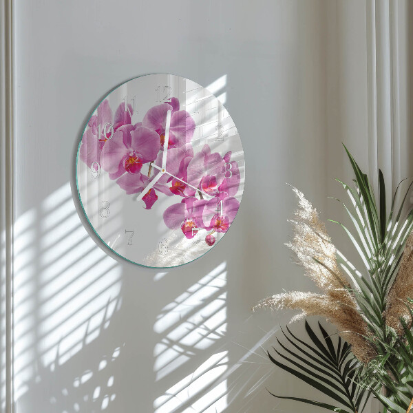 Ronde glazen klok Orchidee