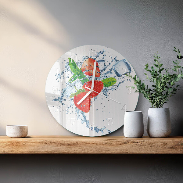 Ronde glazen klok Aardbeien