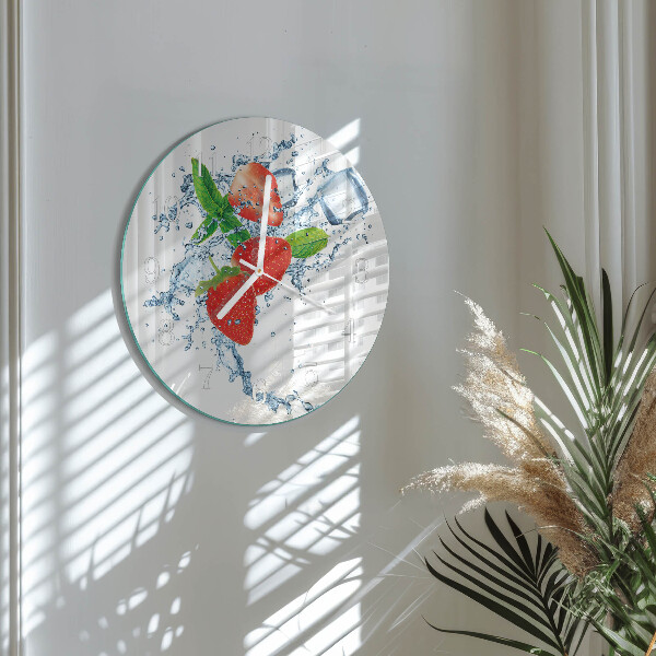 Ronde glazen klok Aardbeien