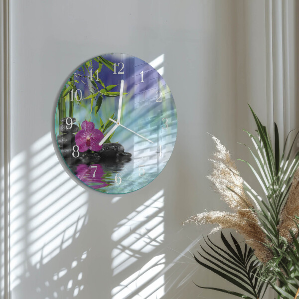 Ronde glazen klok Spa Orchid