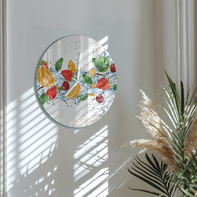 Ronde glazen klok Fruit