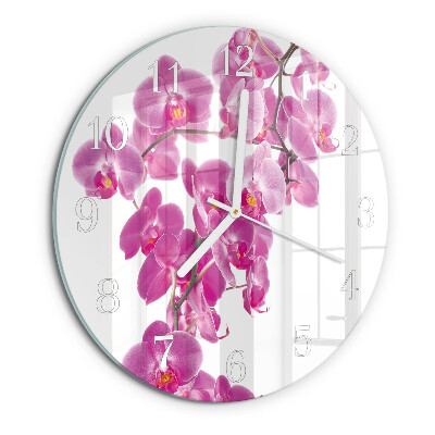 Ronde glazen klok Orchidee