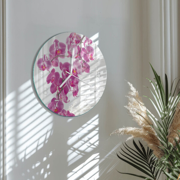 Ronde glazen klok Orchidee