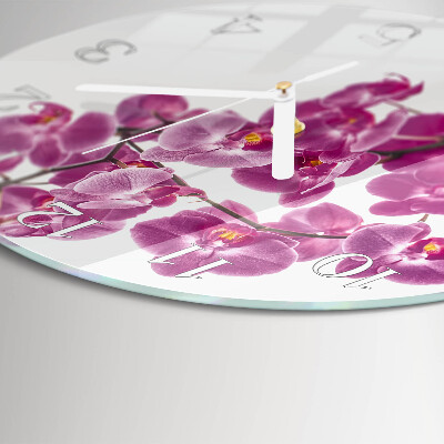 Ronde glazen klok Orchidee