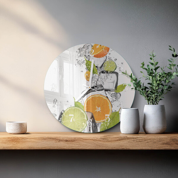 Ronde glazen klok Citrusvruchten