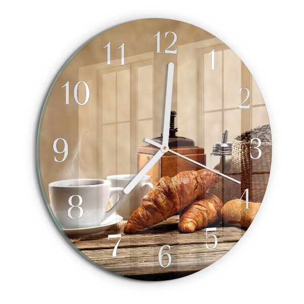 Ronde glazen klok Croissants
