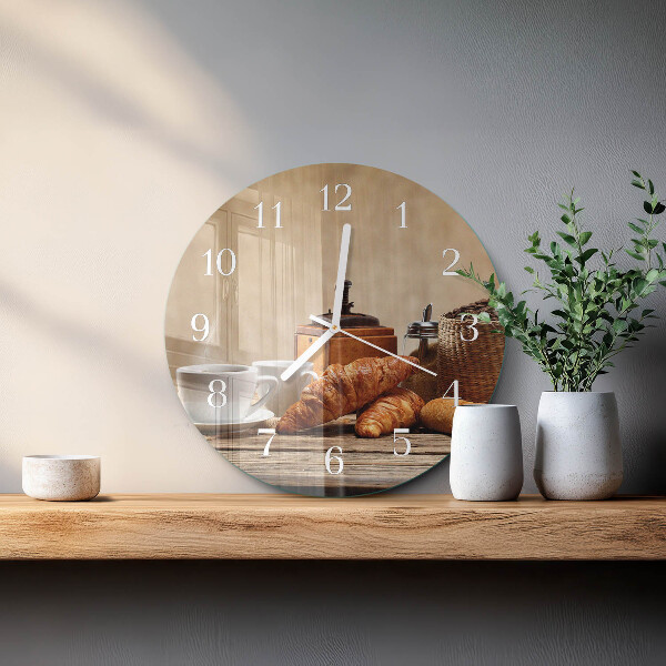 Ronde glazen klok Croissants