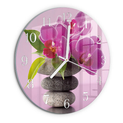 Ronde glazen klok Orchidee
