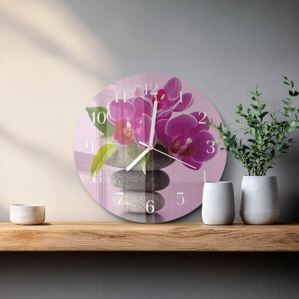 Ronde glazen klok Orchidee