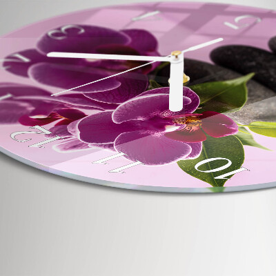 Ronde glazen klok Orchidee