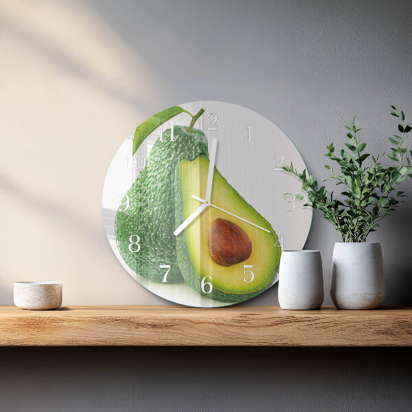 Ronde glazen klok Avocado