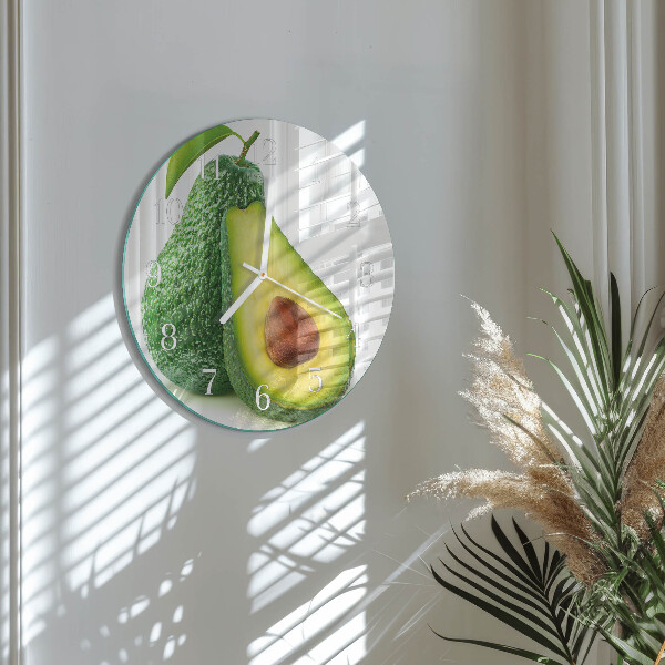 Ronde glazen klok Avocado
