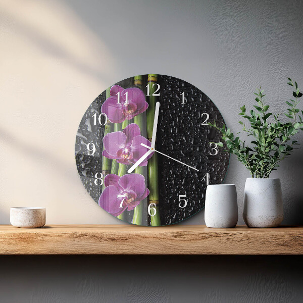 Ronde glazen klok Orchidee