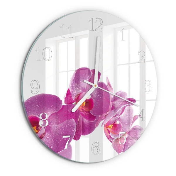 Ronde glazen klok Orchidee
