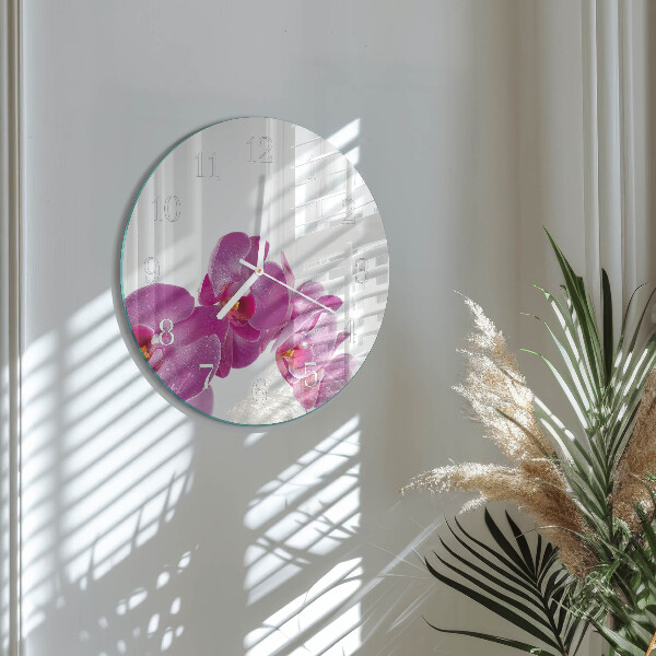 Ronde glazen klok Orchidee