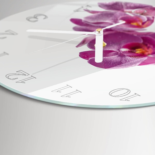 Ronde glazen klok Orchidee