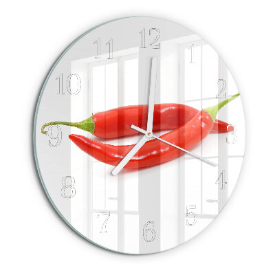 Ronde glazen klok Chilipeper
