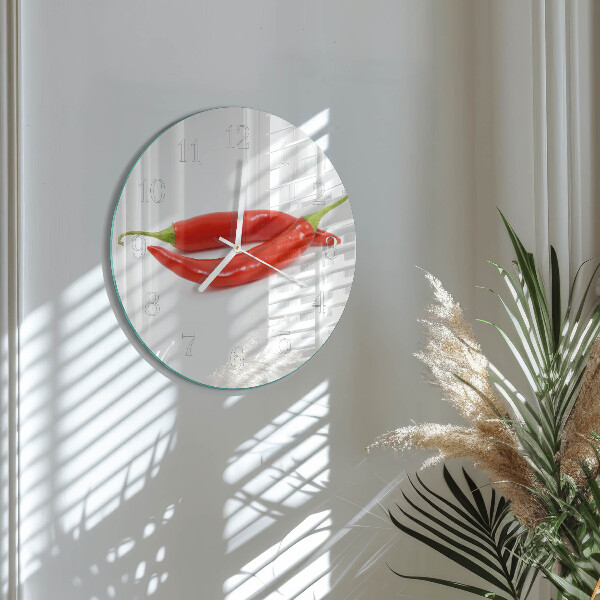 Ronde glazen klok Chilipeper