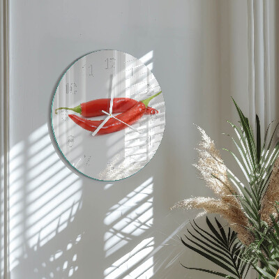 Ronde glazen klok Chilipeper