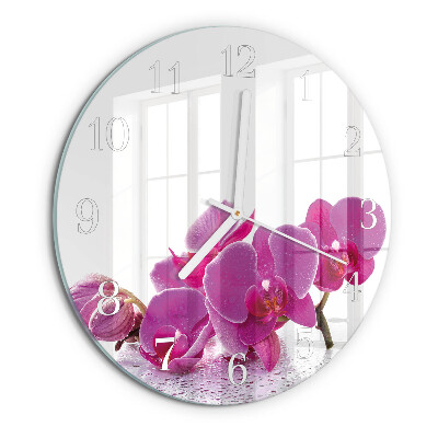 Ronde glazen klok Orchidee