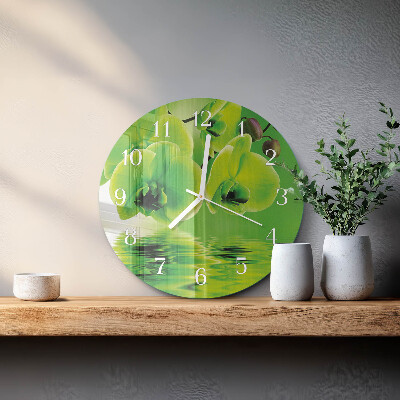 Ronde glazen klok Orchidee