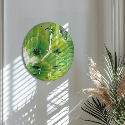 Ronde glazen klok Orchidee