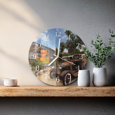 Ronde glazen klok Oude auto