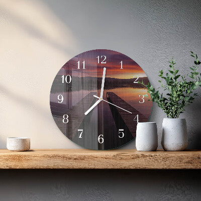 Ronde glazen klok Zonsondergang