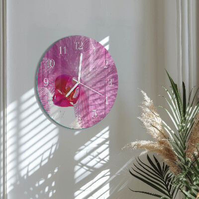 Ronde glazen klok Orchidee