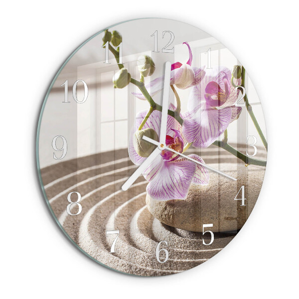 Ronde glazen klok Zandorchidee