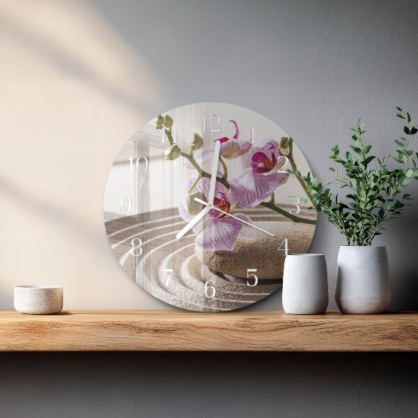 Ronde glazen klok Zandorchidee