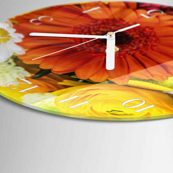 Ronde glazen klok Bloemen