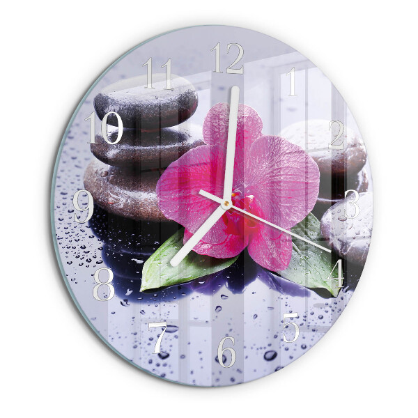 Ronde glazen klok Orchidee