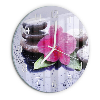 Ronde glazen klok Orchidee