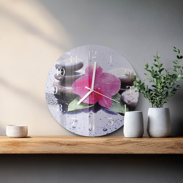 Ronde glazen klok Orchidee