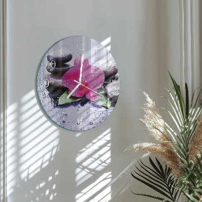Ronde glazen klok Orchidee