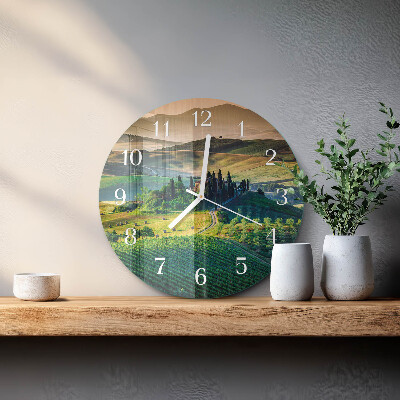 Ronde glazen klok Landschap