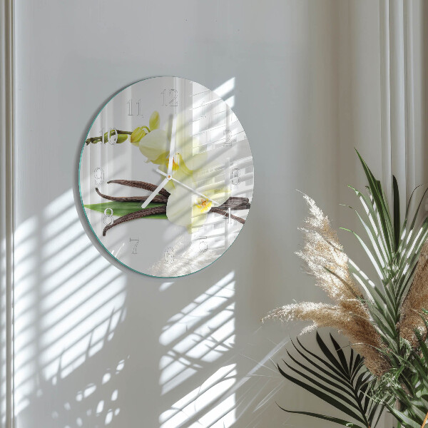 Ronde glazen klok Vanille-orchidee